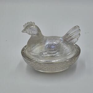 Vintage Boyd Mini Hen on Nest Salt Cellar Iridescent Shimmer Farmhouse